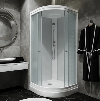 Душевая кабина Triton Риф  А 1/4 круга, низ, подд, Грейс, бел, ДН4 7мест, сифон D90 мм)