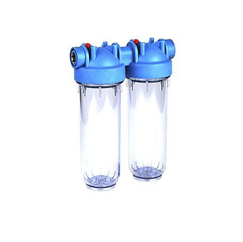 Фильтр магистральный двойной1/2",10",х/в,прозрачный,с картриджем "Thermofix"
