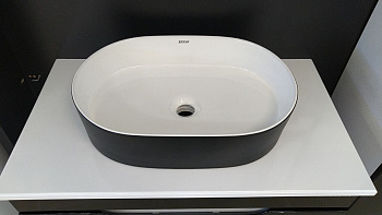 Раковина накладная на столешницу   R5034MBW матовая  черно-беляа (500*340*120 мм)  REDO 