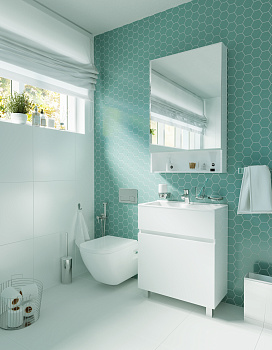 Тумба с раковиной Mira 60H 2д. Белый глянец