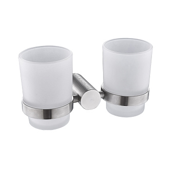 Стакан+стакан с креплением к стене нерж. с резным креплением 81160