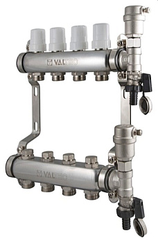 Коллекторная группа в сборе. 1"х 4 вых. НЕРЖ. Valtec 588