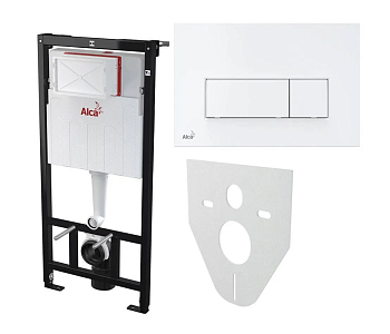 Инсталляция для унитаза AlcaPlast AM101/1120 SET 4v1+М570 с белой кнопкой