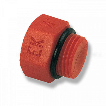 Заглушка  1/2 (резьба) короткая красная Ekoplastik
