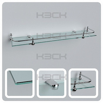 Полка 60см прозрач. стекло 5мм+ограничитель КЗСК