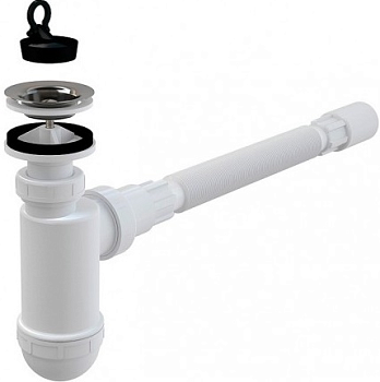 Сифон к ум-ку  А41 Flexi, с нерж.решеткой +гиб. соед.