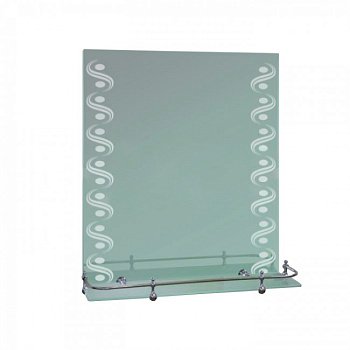 Зеркало 66-53,5 с мат. рис.+ полка 50см с пластик. борт.