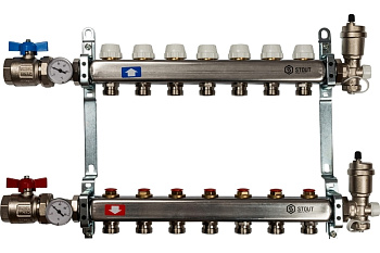Коллекторная группа из нержавеющей стали в сборе без расходомеров 7вых. STOUT