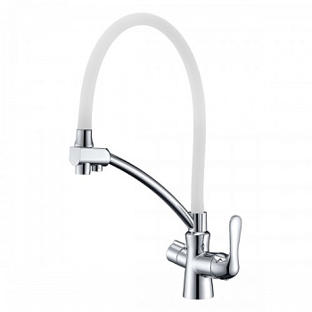 Смеситель LM3070С-White "Комфорт" для кухни  гибкий излив с доп.подк.к фильтру для воды LEMARK