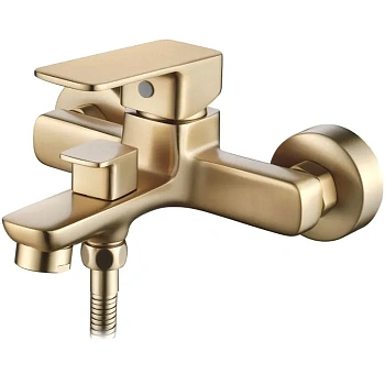 Смеситель для ванны с корот. изливом, дивертор в корпусе, шаровый,сатин золот(латунь) Ledeme L3280Y