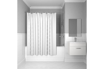 Штора для ванной комнаты, 200*200 см, полиэстер, Chequers, white, IDDIS